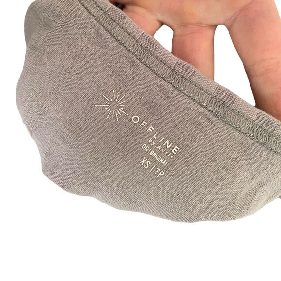 Offline by Aerie XS Crop Tank Top Gray OG Original Ribbed American Eagle - Picture 2 of 7